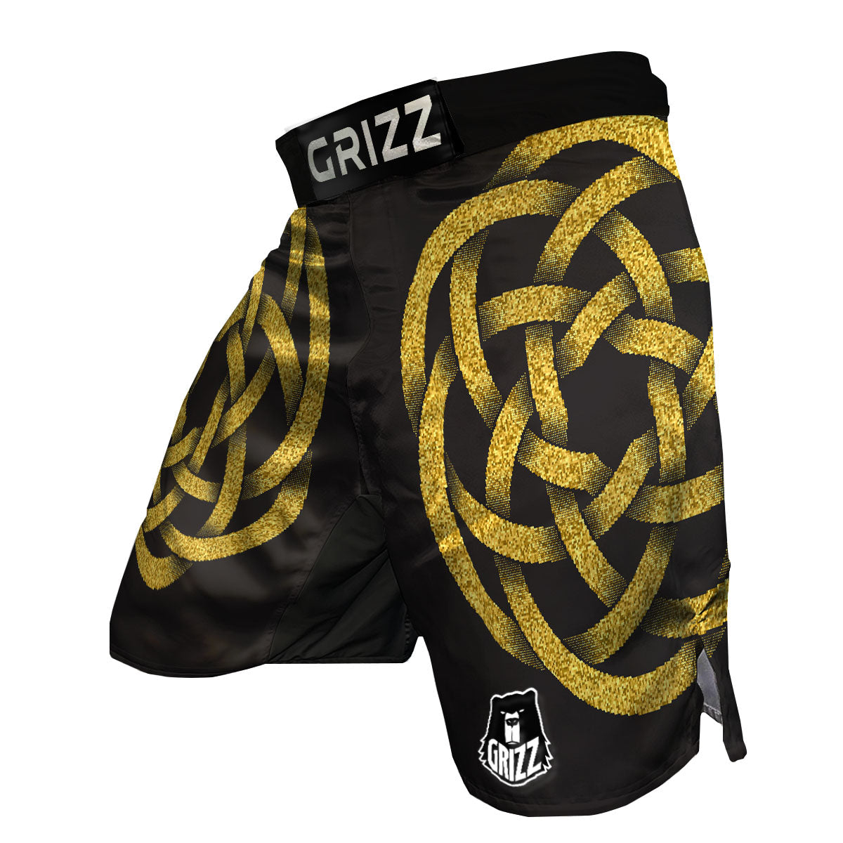 Celtic Knot Symbol Gold Circle Print MMA Shorts-grizzshop