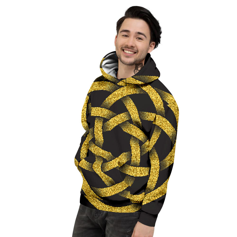 Celtic Knot Symbol Gold Circle Print Men's Hoodie-grizzshop