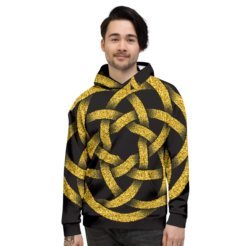 Celtic Knot Symbol Gold Circle Print Men's Hoodie-grizzshop