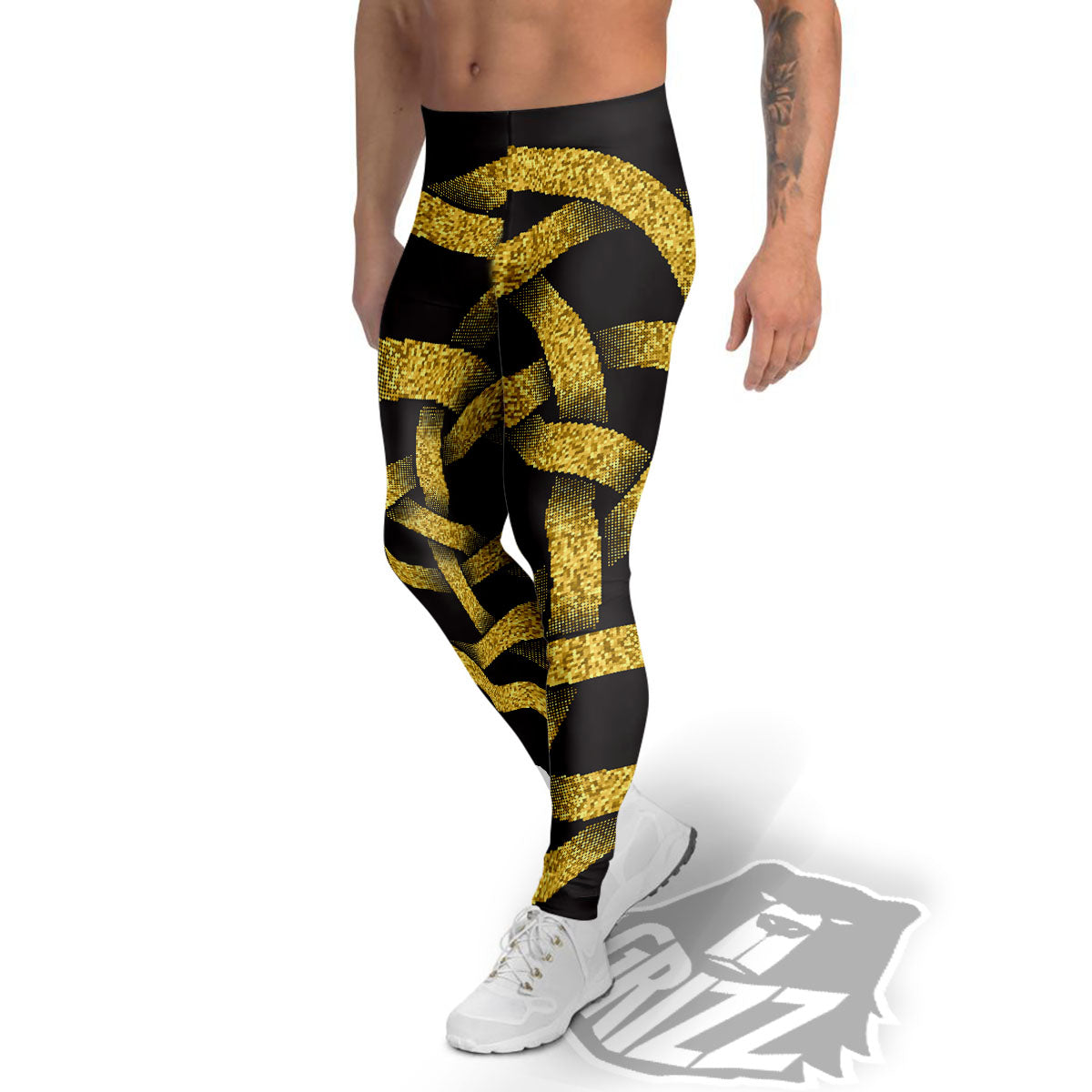 Celtic Knot Symbol Gold Circle Print Men's Leggings-grizzshop