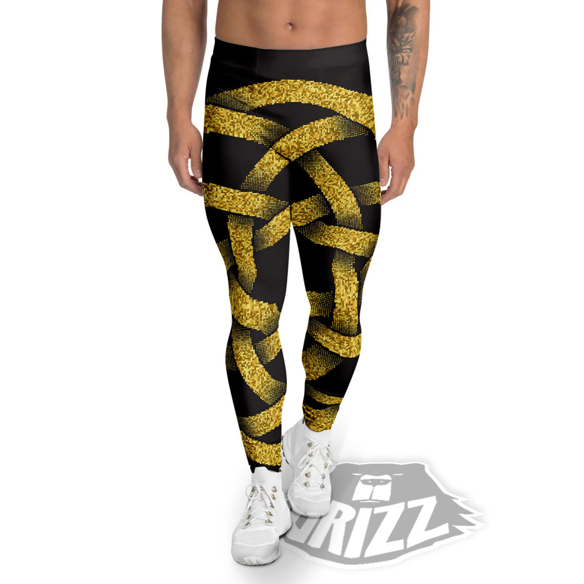Celtic Knot Symbol Gold Circle Print Men's Leggings-grizzshop