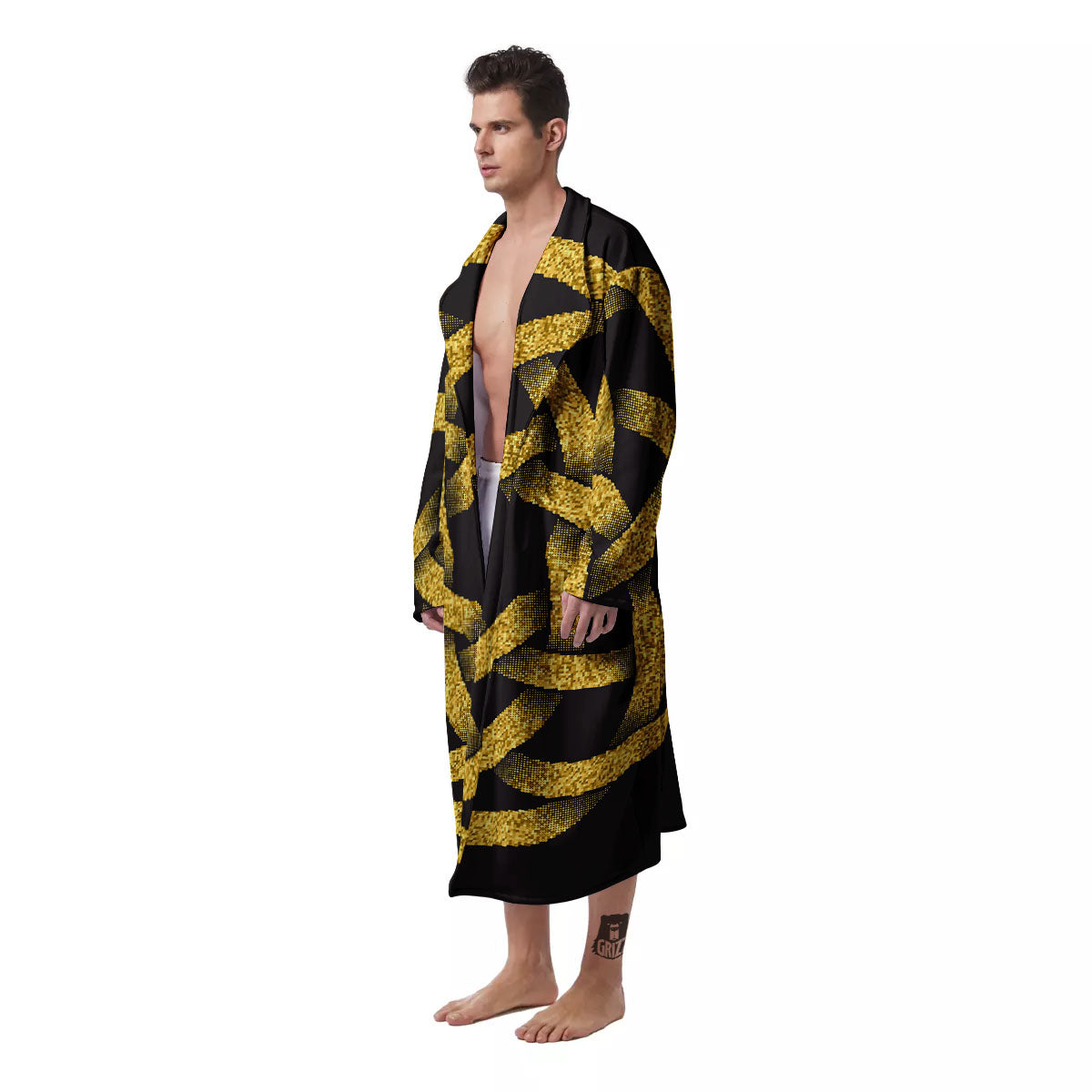 Celtic Knot Symbol Gold Circle Print Men's Robe-grizzshop