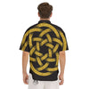 Celtic Knot Symbol Gold Circle Print Men's Short Sleeve Shirts-grizzshop