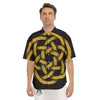 Celtic Knot Symbol Gold Circle Print Men's Short Sleeve Shirts-grizzshop