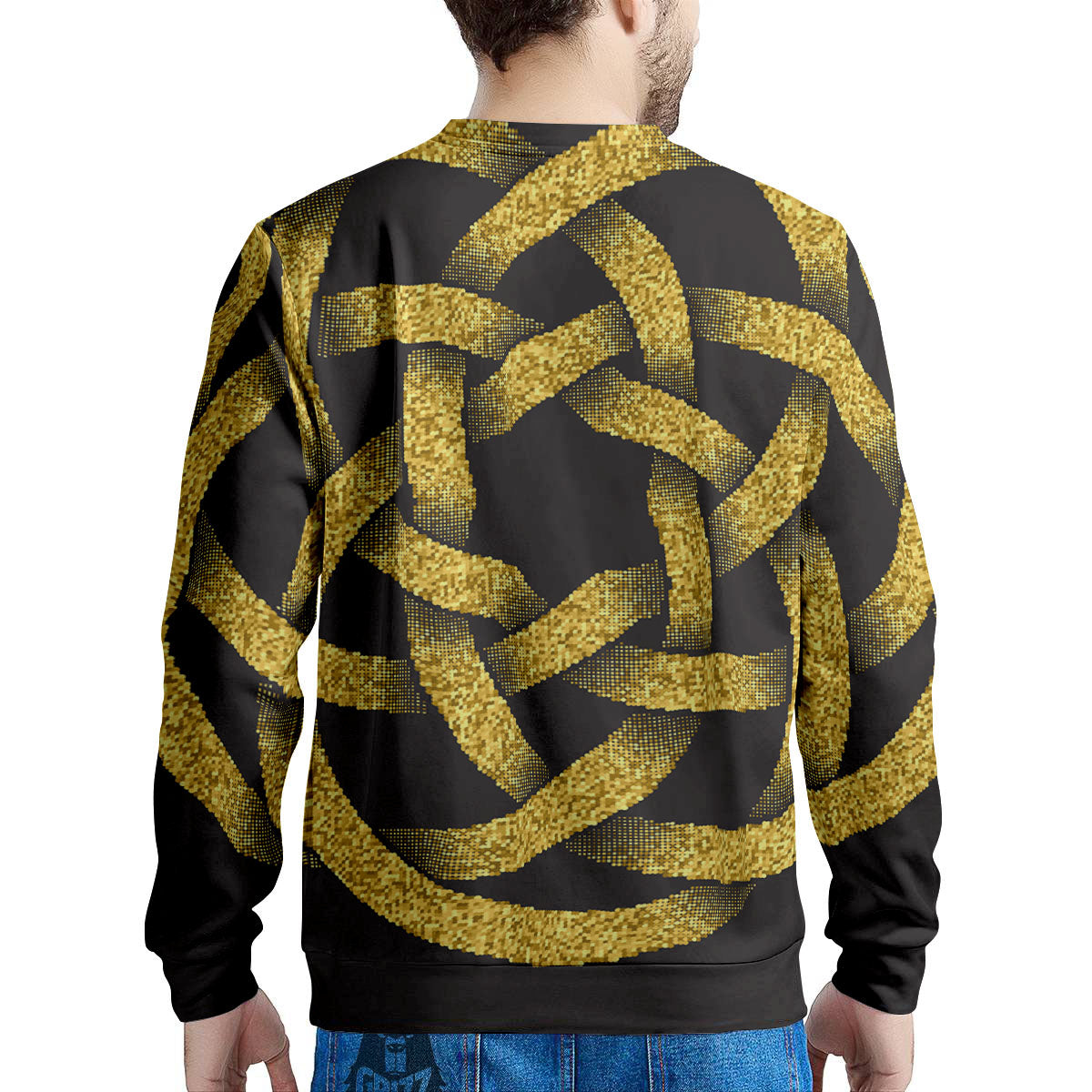 Celtic Knot Symbol Gold Circle Print Men's Sweatshirt-grizzshop