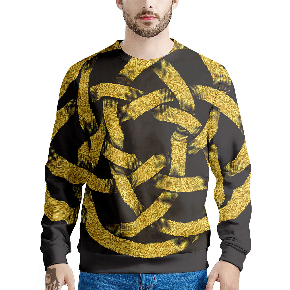 Celtic Knot Symbol Gold Circle Print Men's Sweatshirt-grizzshop
