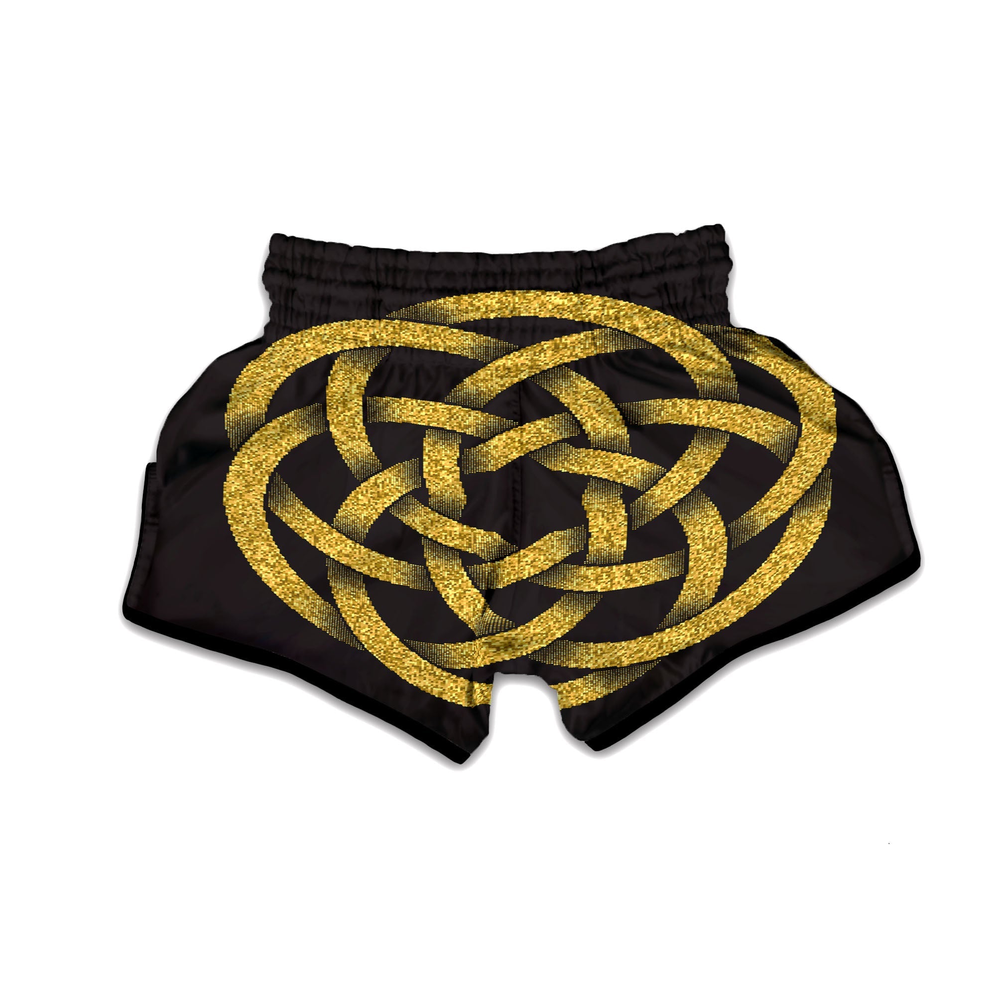 Celtic Knot Symbol Gold Circle Print Muay Thai Boxing Shorts-grizzshop
