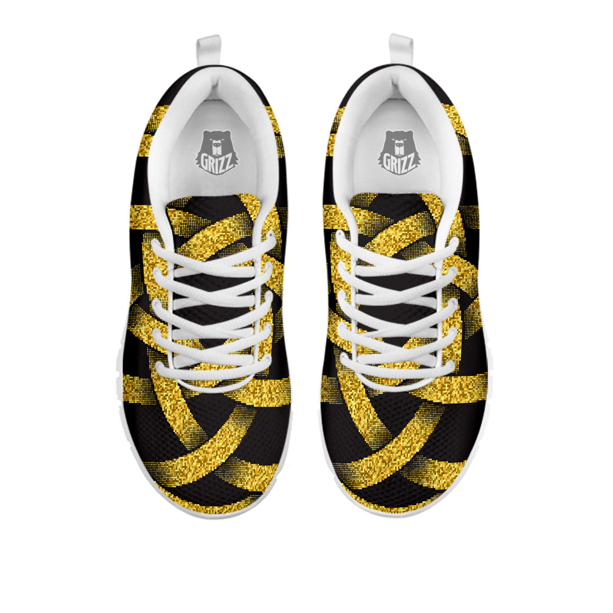Celtic Knot Symbol Gold Circle Print White Sneaker-grizzshop