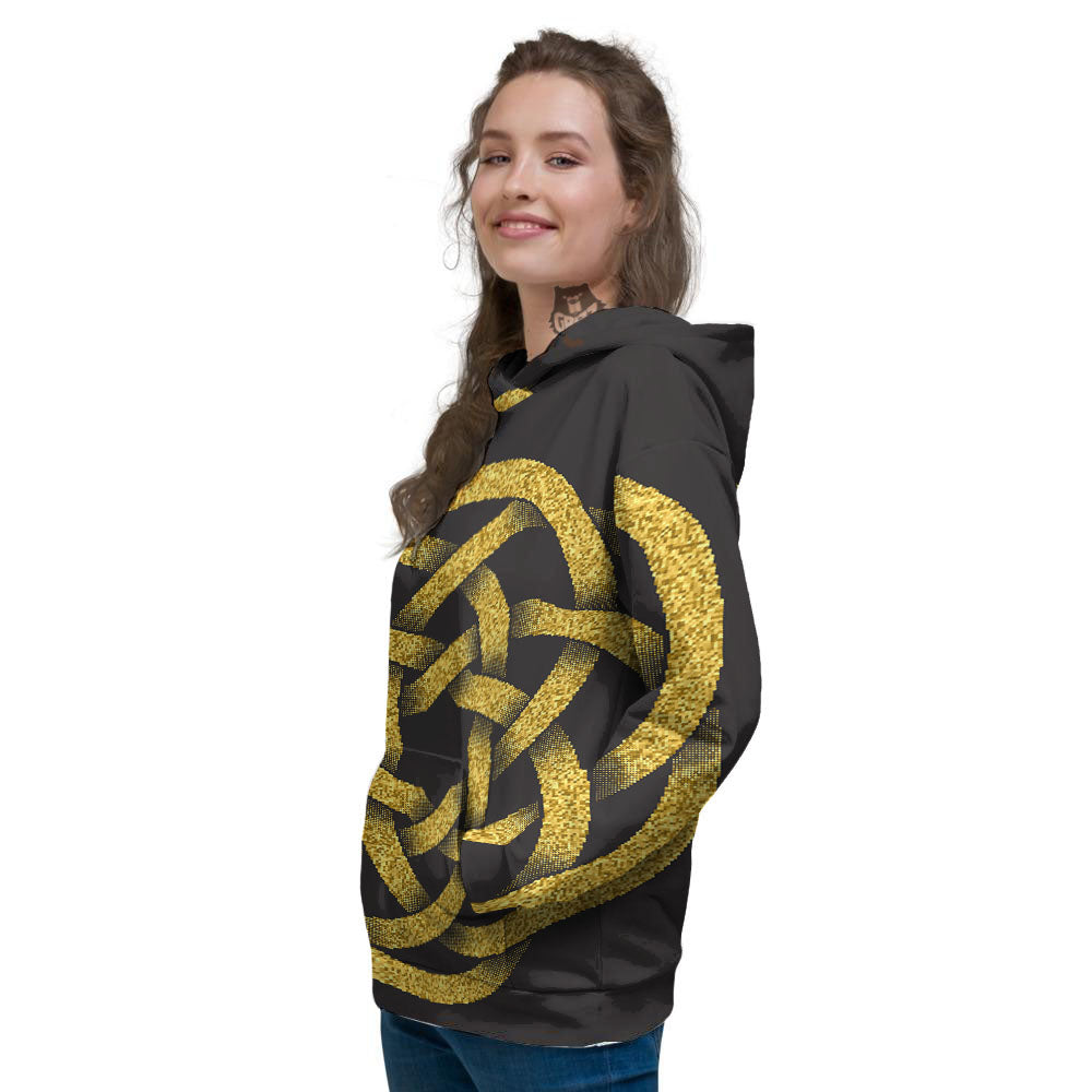 Celtic Knot Symbol Gold Circle Print Women's Hoodie-grizzshop