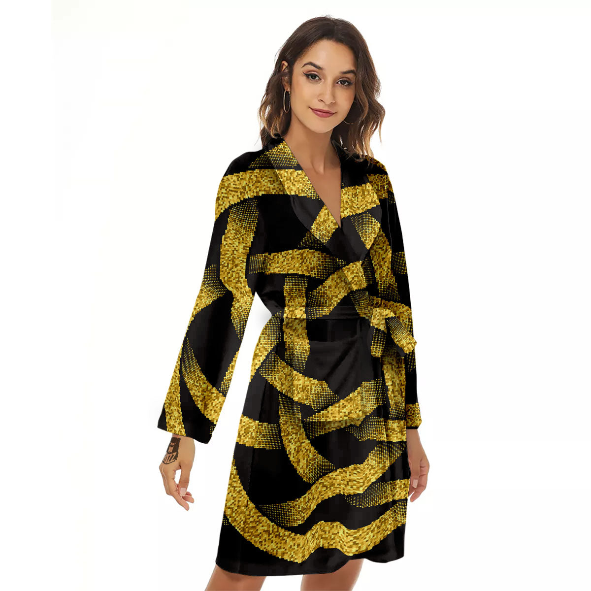 Celtic Knot Symbol Gold Circle Print Women's Robe-grizzshop