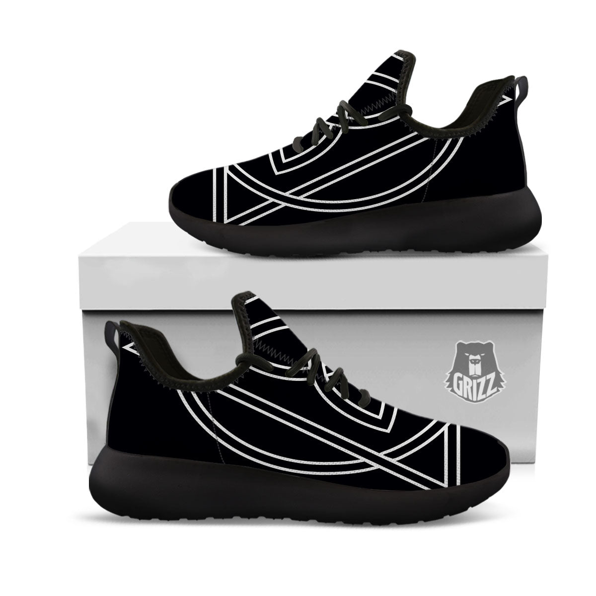 Celtic Knot White And Black Print Black Athletic Shoes-grizzshop