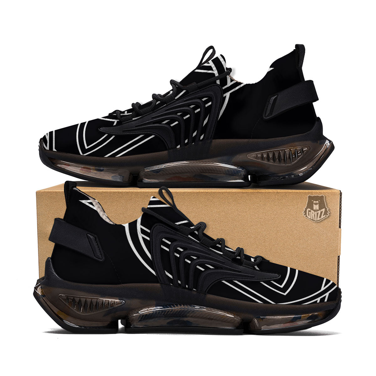 Celtic Knot White And Black Print Black Gym Shoes-grizzshop
