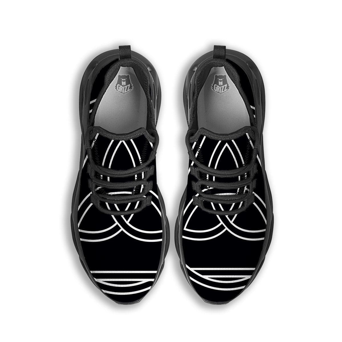 Celtic Knot White And Black Print Black Running Shoes-grizzshop