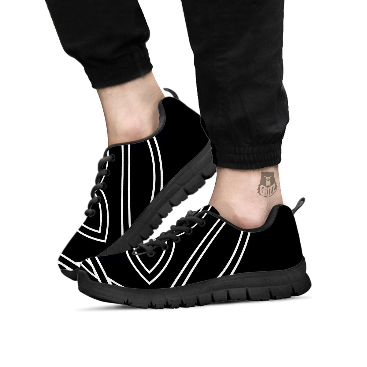 Celtic Knot White And Black Print Black Sneaker-grizzshop
