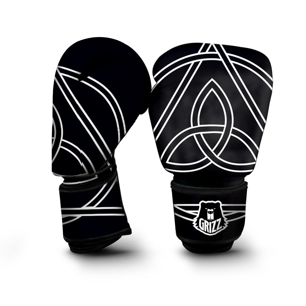 Celtic Knot White And Black Print Boxing Gloves-grizzshop