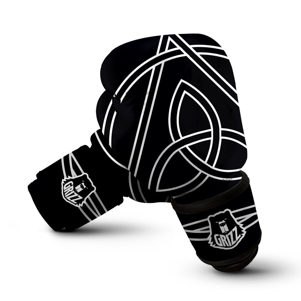 Celtic Knot White And Black Print Boxing Gloves-grizzshop