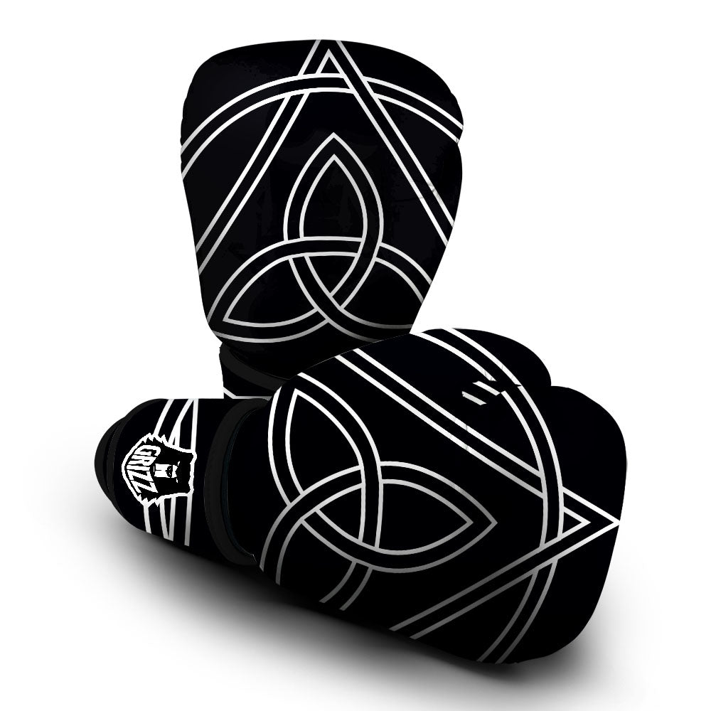 Celtic Knot White And Black Print Boxing Gloves-grizzshop
