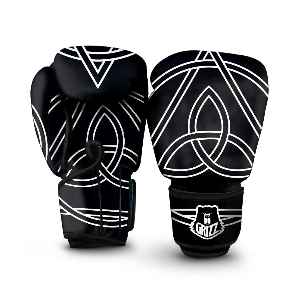 Celtic Knot White And Black Print Boxing Gloves-grizzshop