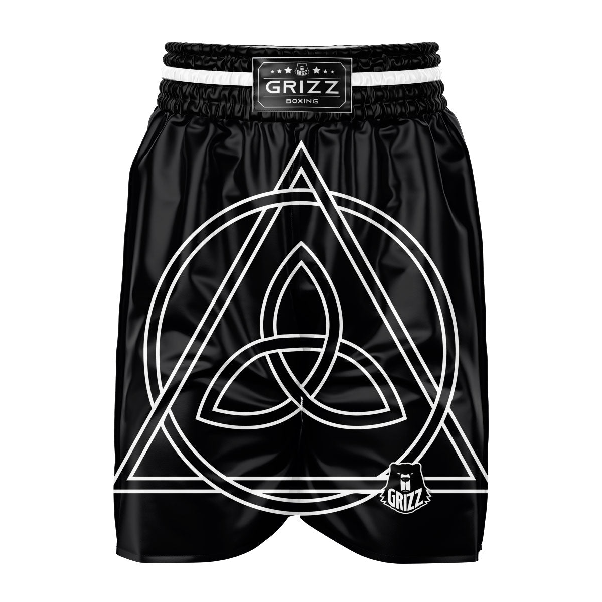Celtic Knot White And Black Print Boxing Shorts-grizzshop