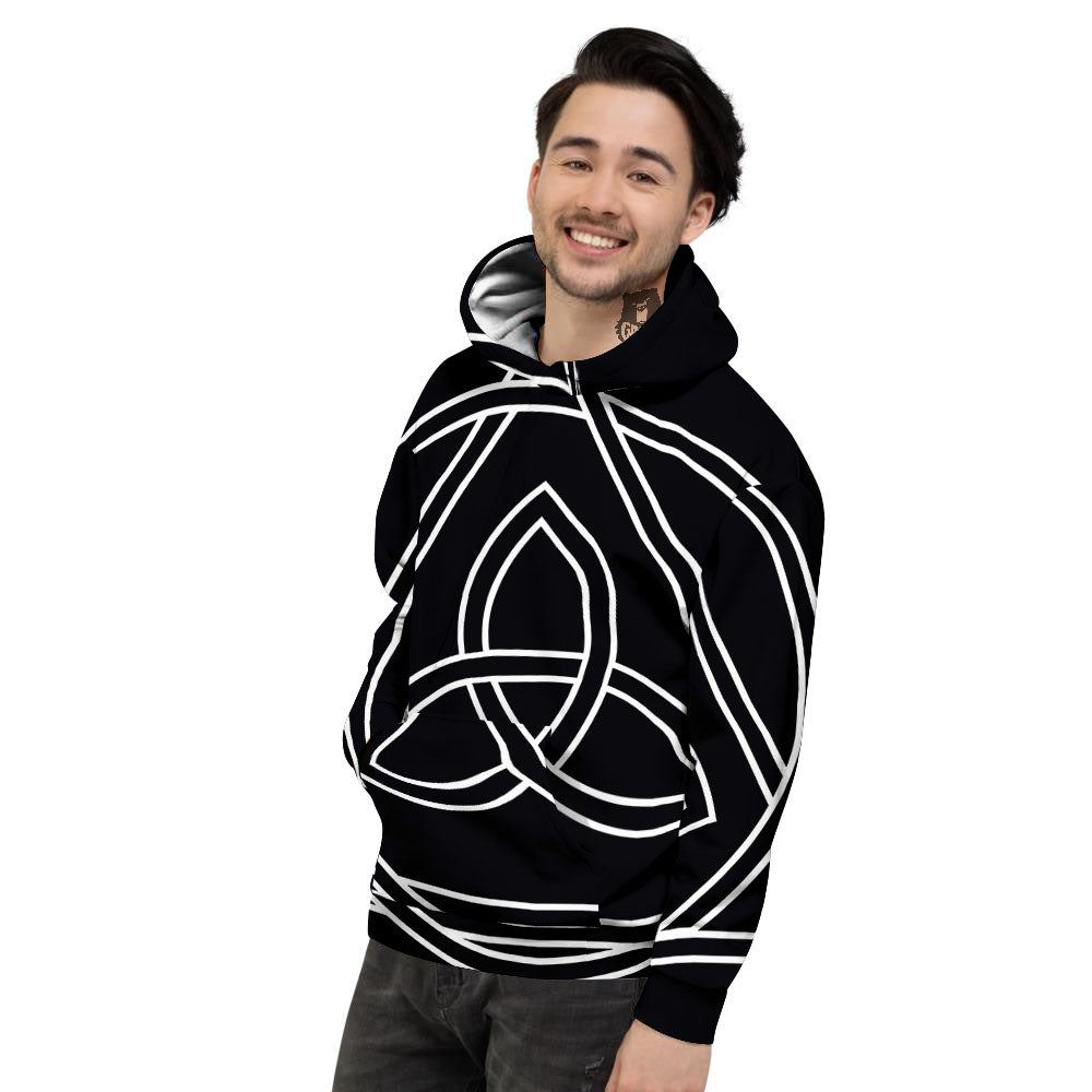Celtic Knot White And Black Print Men's Hoodie-grizzshop