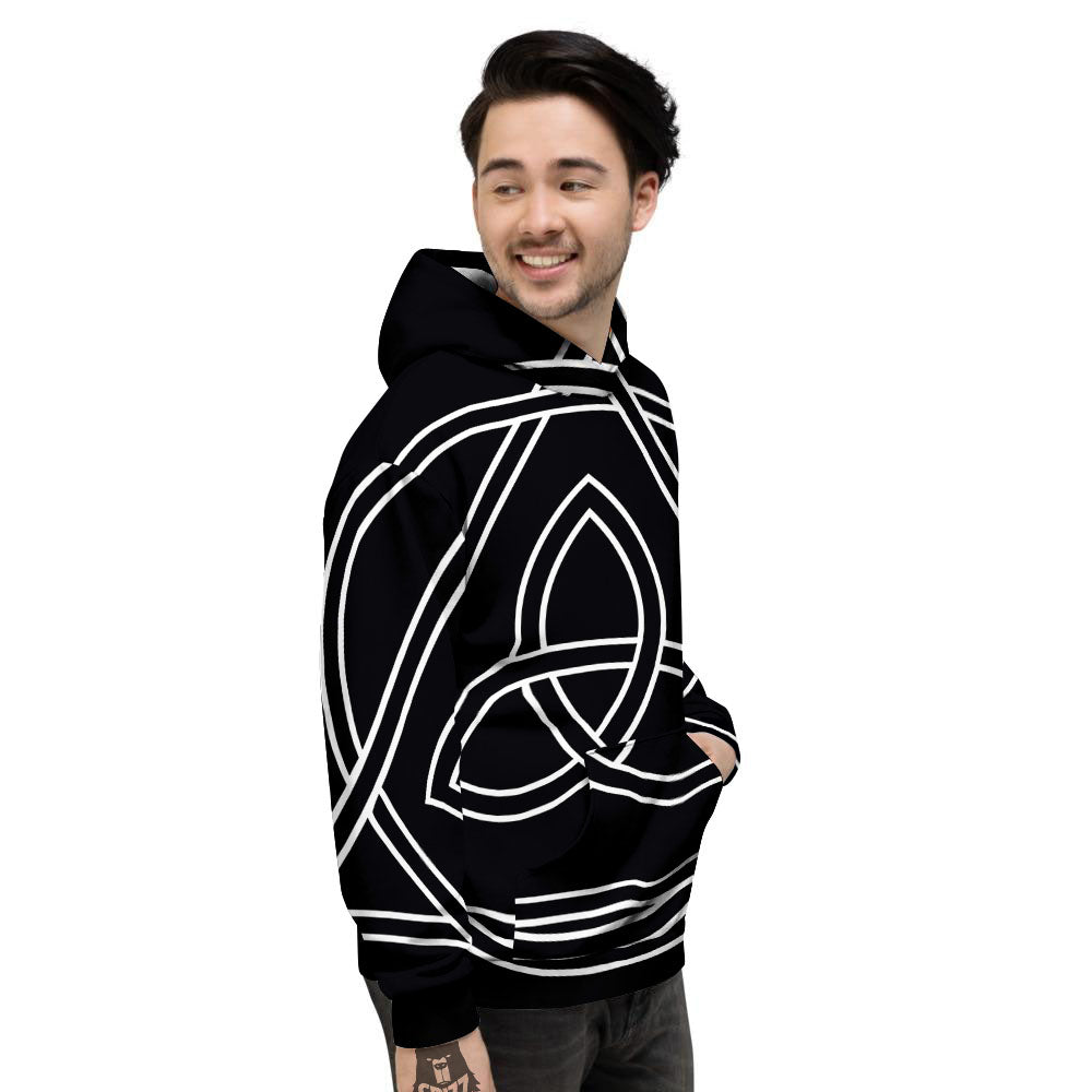 Celtic Knot White And Black Print Men's Hoodie-grizzshop