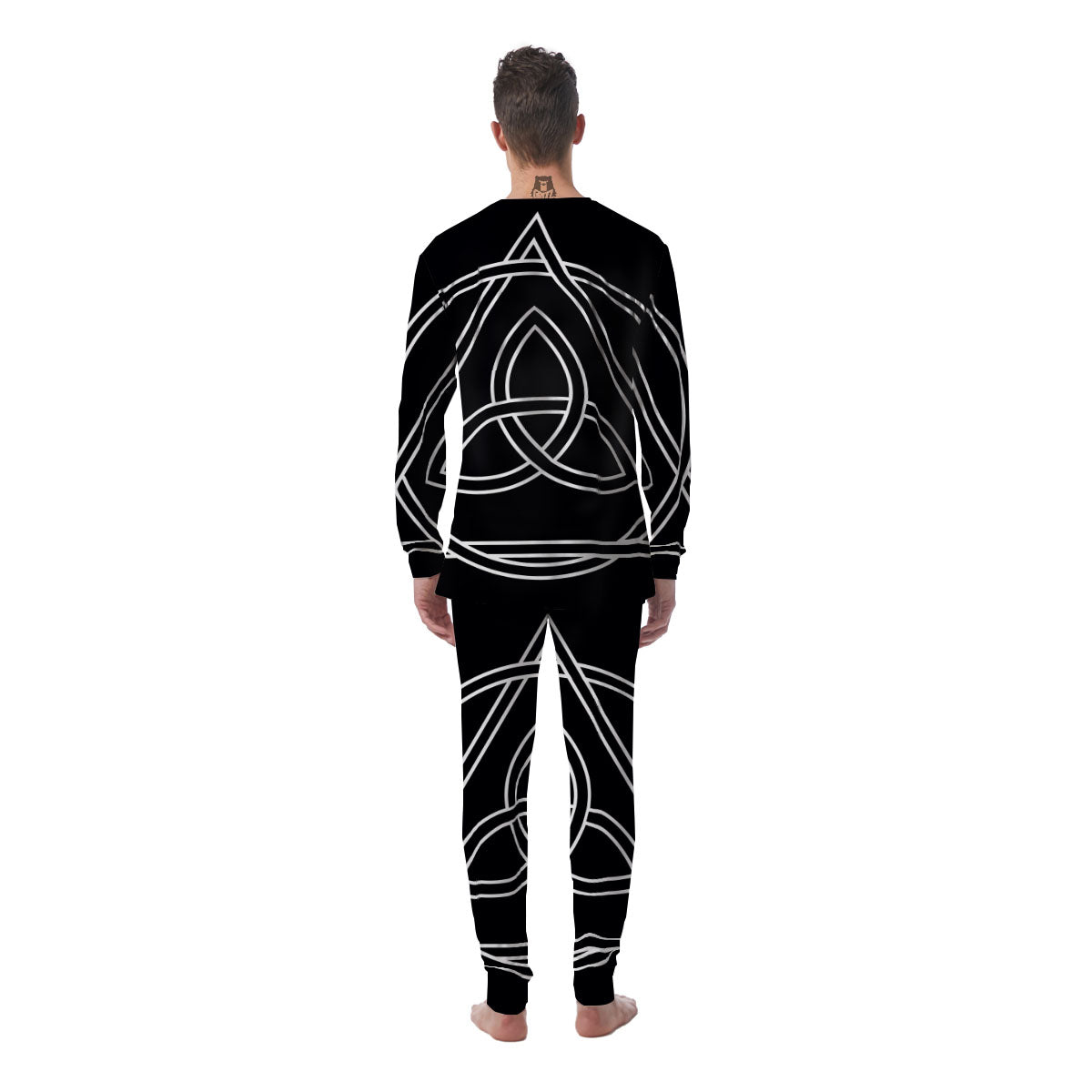 Celtic Knot White And Black Print Men's Pajamas-grizzshop