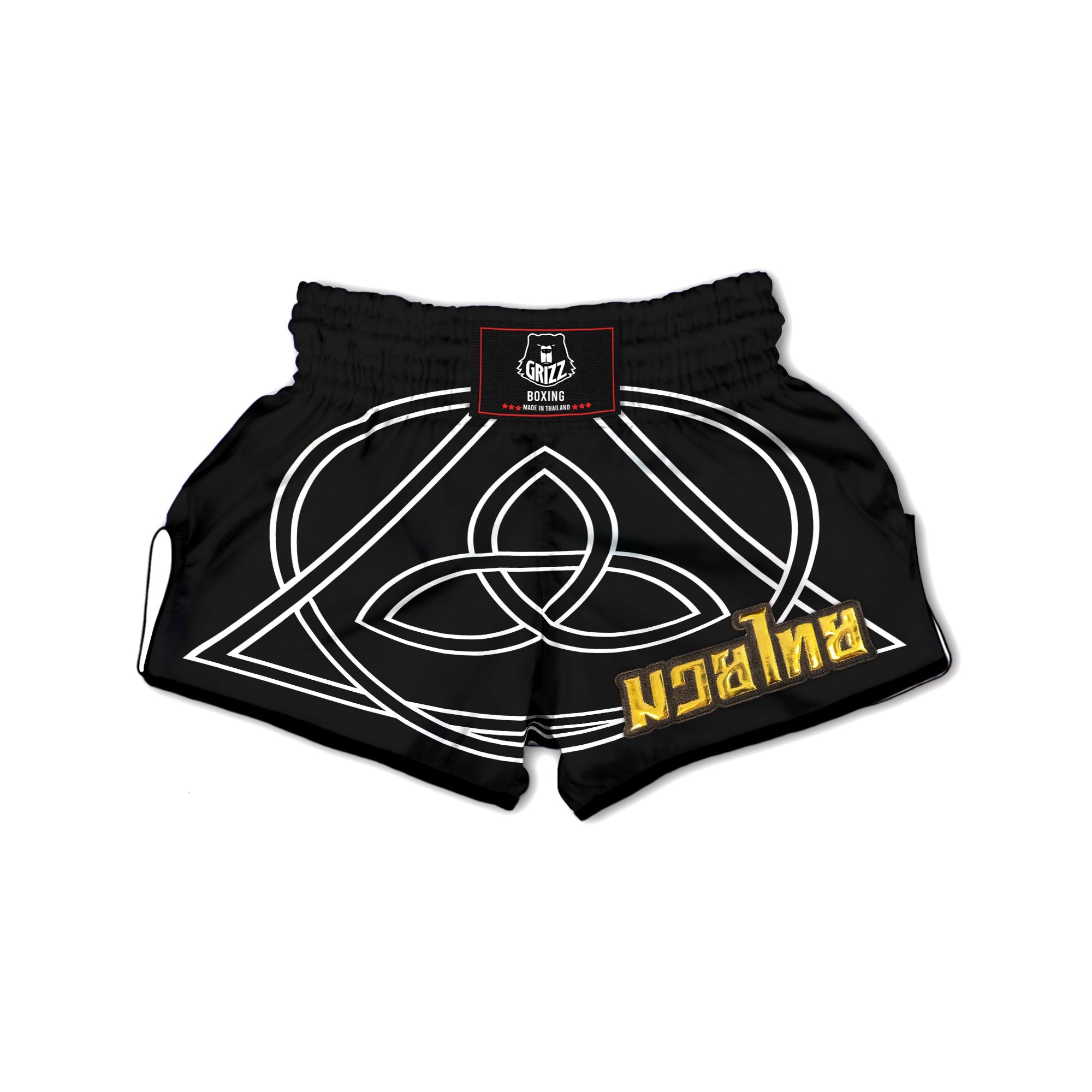 Celtic Knot White And Black Print Muay Thai Boxing Shorts-grizzshop