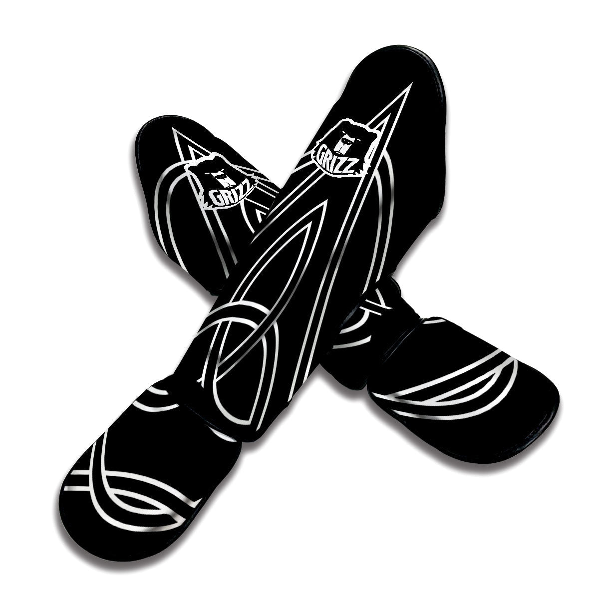 Celtic Knot White And Black Print Muay Thai Shin Guards-grizzshop