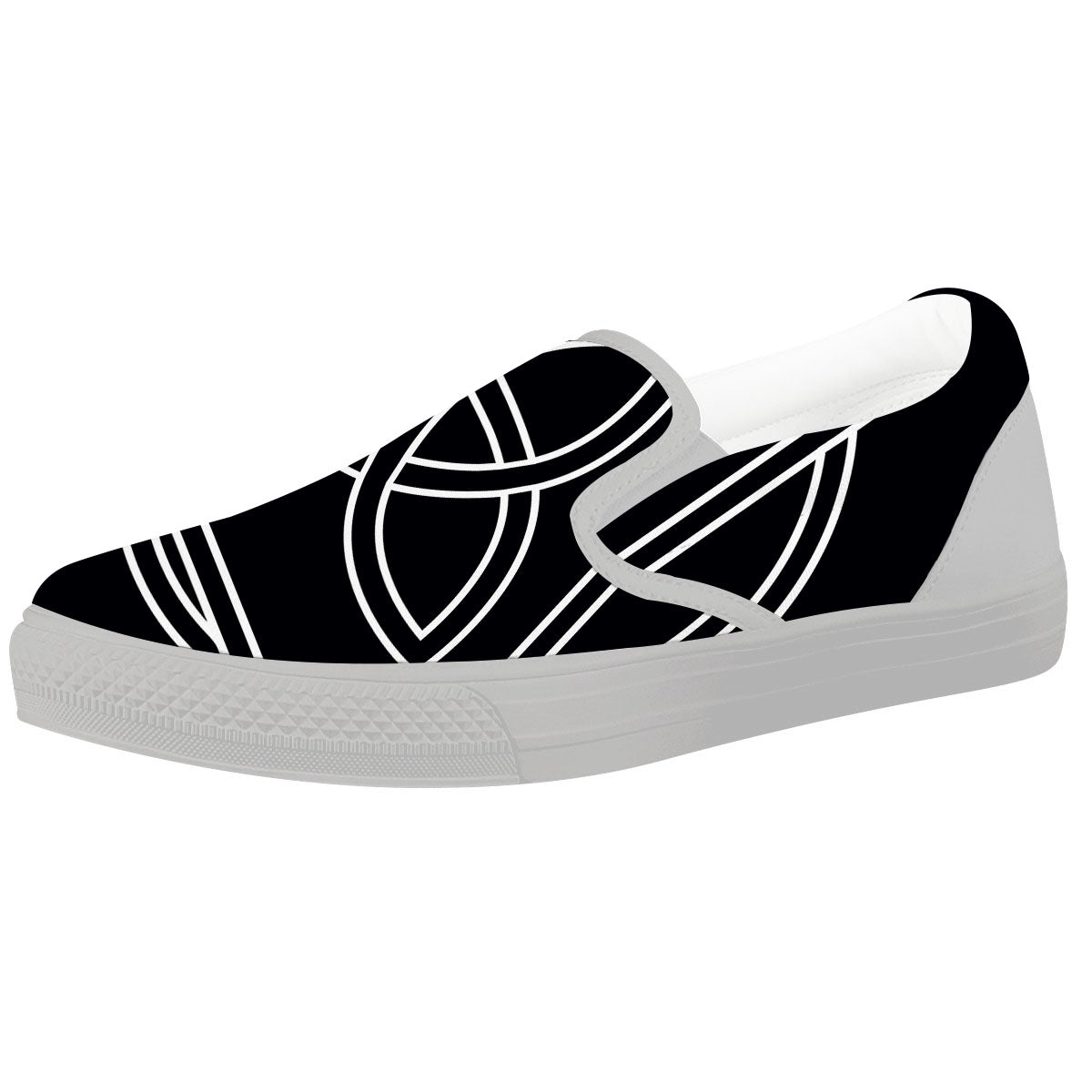 Celtic Knot White And Black Print White Slip On Shoes-grizzshop