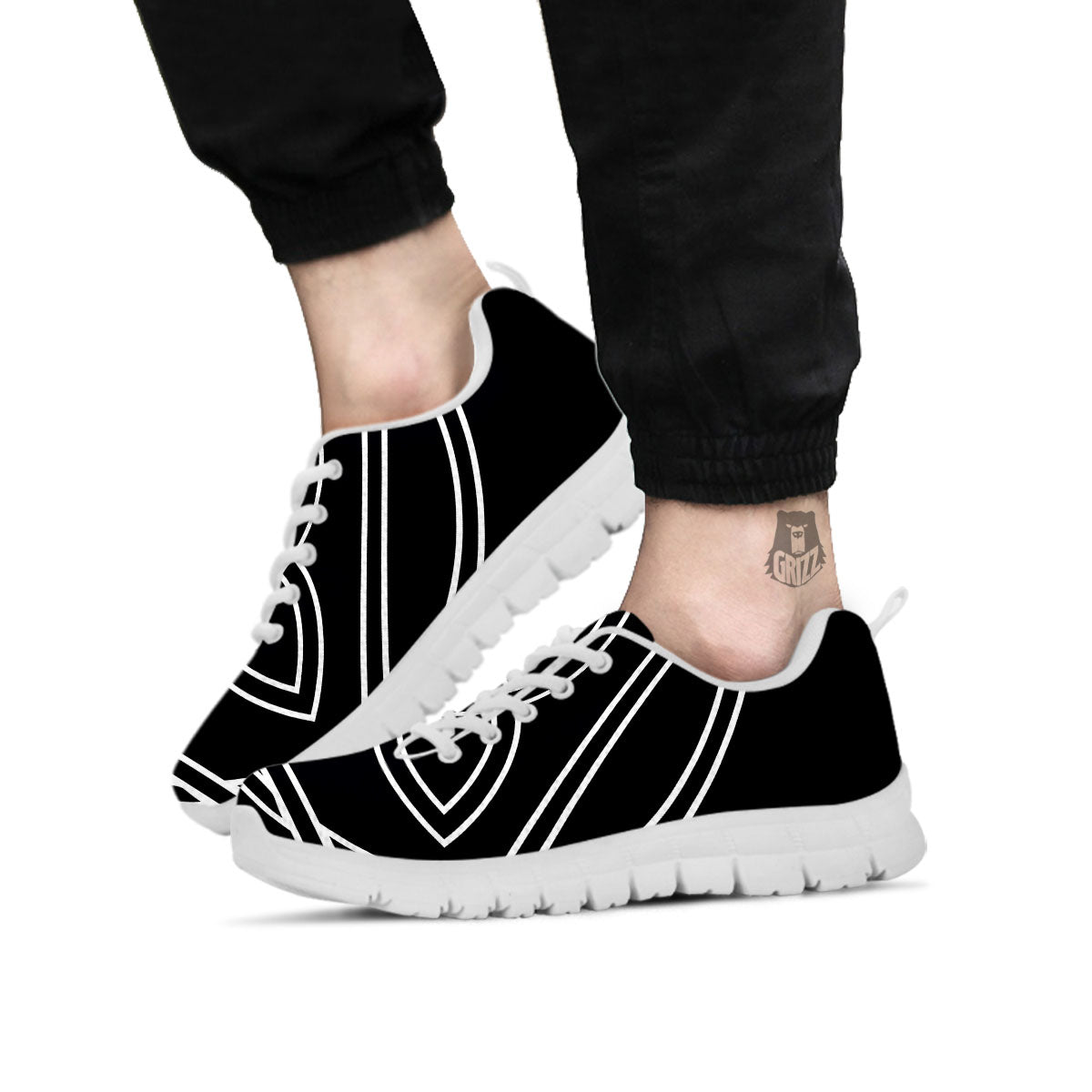 Celtic Knot White And Black Print White Sneaker-grizzshop