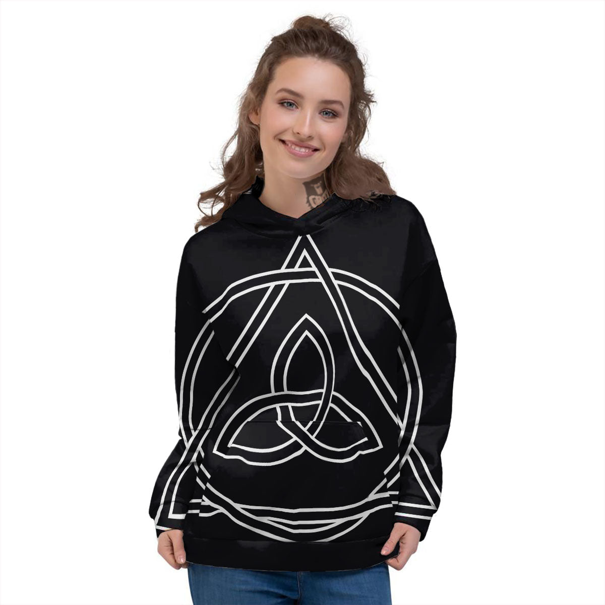 Celtic Knot White And Black Print Women's Hoodie-grizzshop