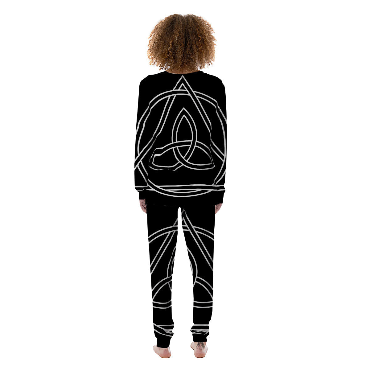 Celtic Knot White And Black Print Women's Pajamas-grizzshop