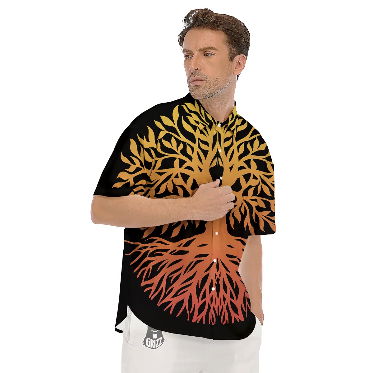 Celtic Symbol Tree Of Life Print Men's Short Sleeve Shirts-grizzshop