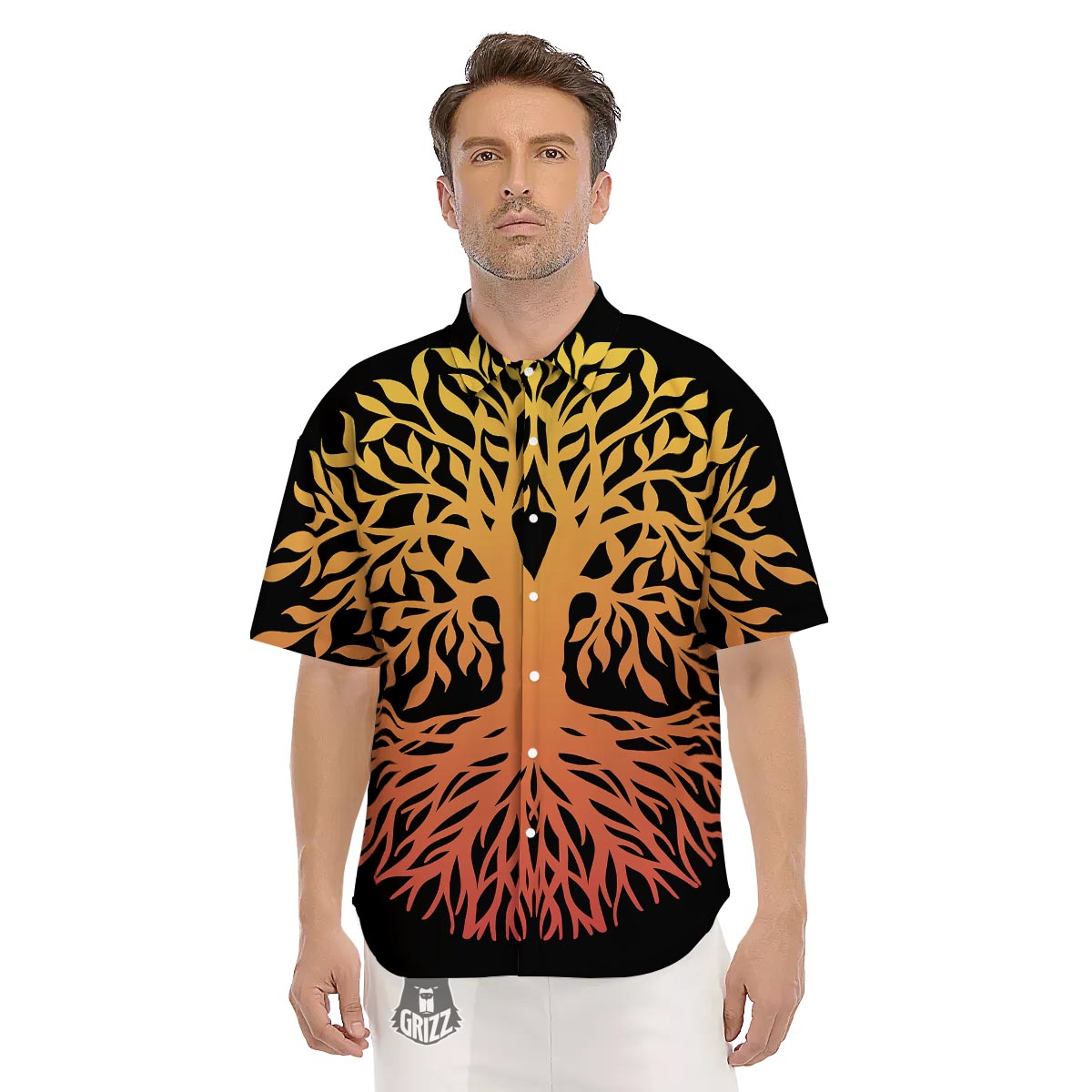 Celtic Symbol Tree Of Life Print Men's Short Sleeve Shirts-grizzshop