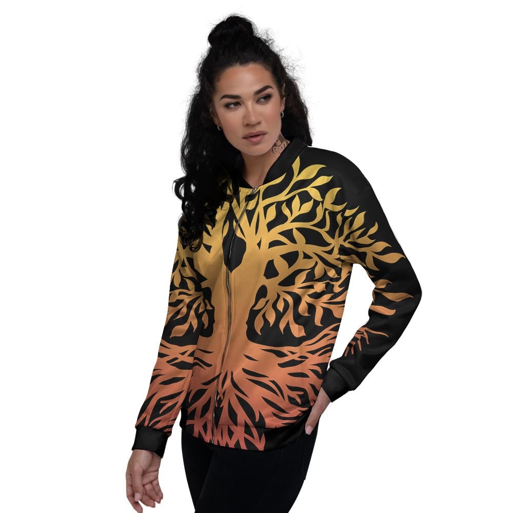 Celtic Symbol Tree Of Life Print Women's Bomber Jacket-grizzshop