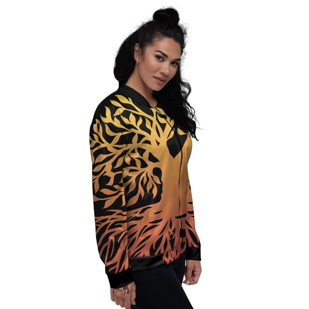 Celtic Symbol Tree Of Life Print Women's Bomber Jacket-grizzshop