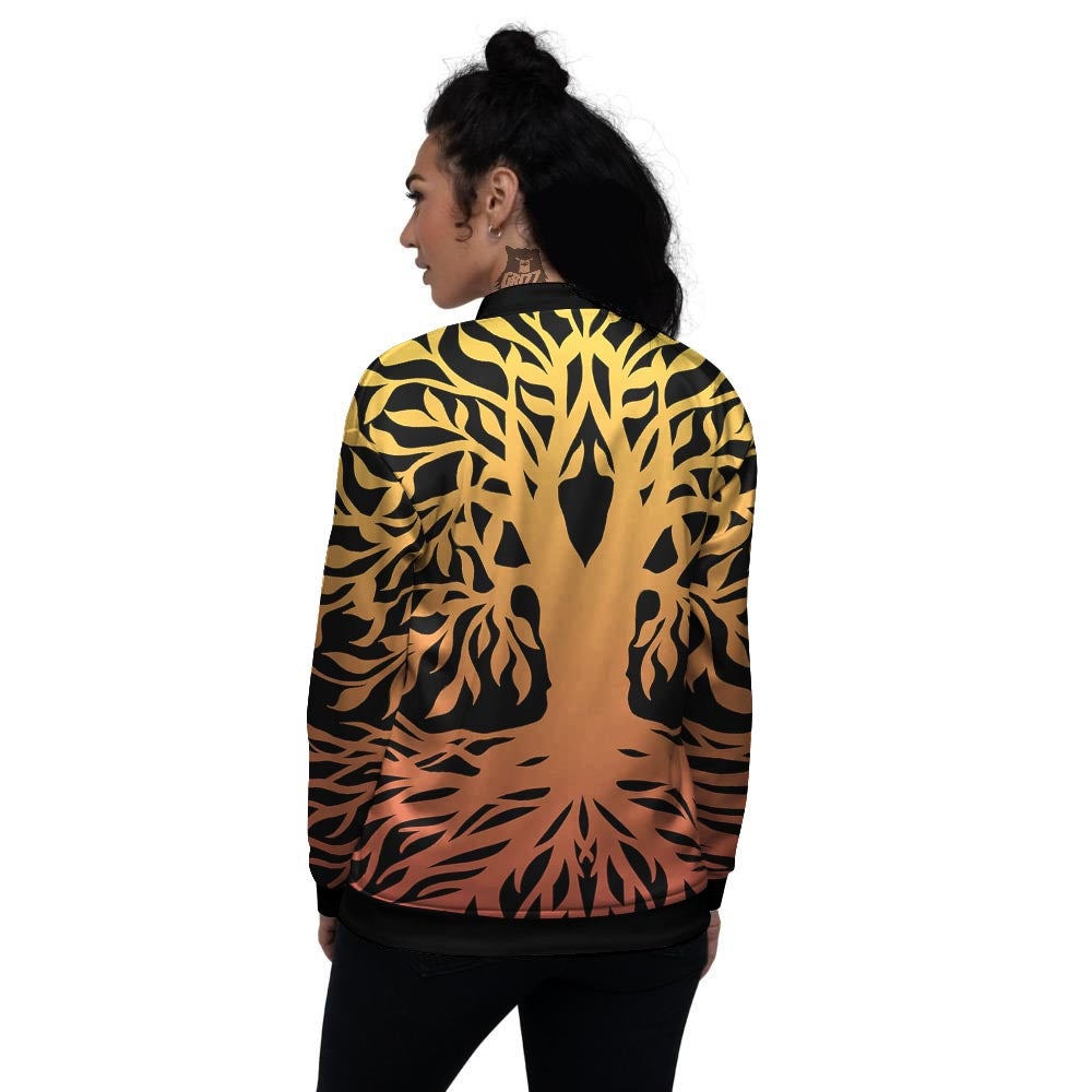 Celtic Symbol Tree Of Life Print Women's Bomber Jacket-grizzshop