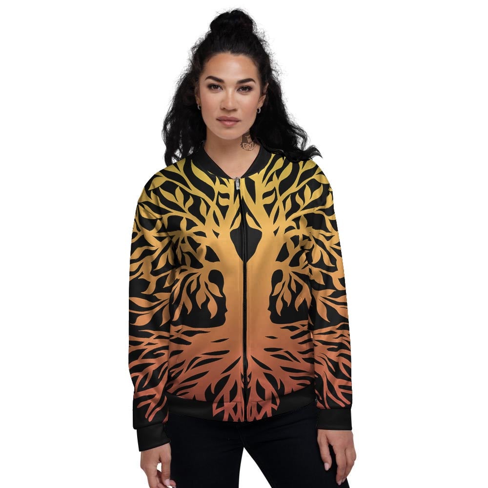 Celtic Symbol Tree Of Life Print Women's Bomber Jacket-grizzshop