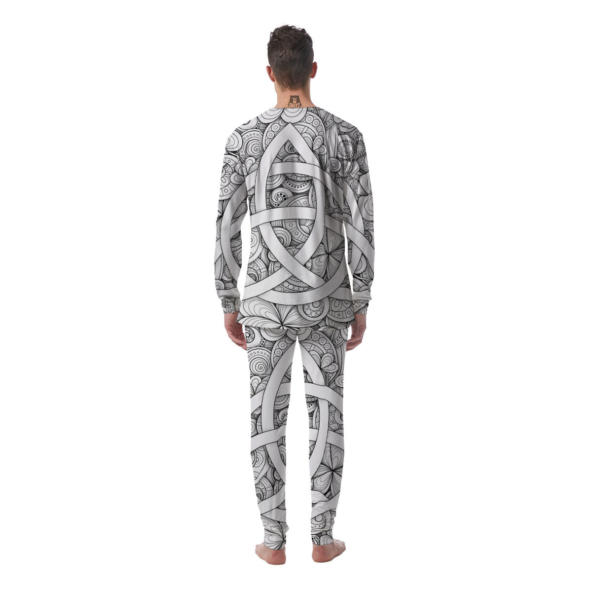 Celtic Trinity Knot White Symbol Print Men's Pajamas-grizzshop