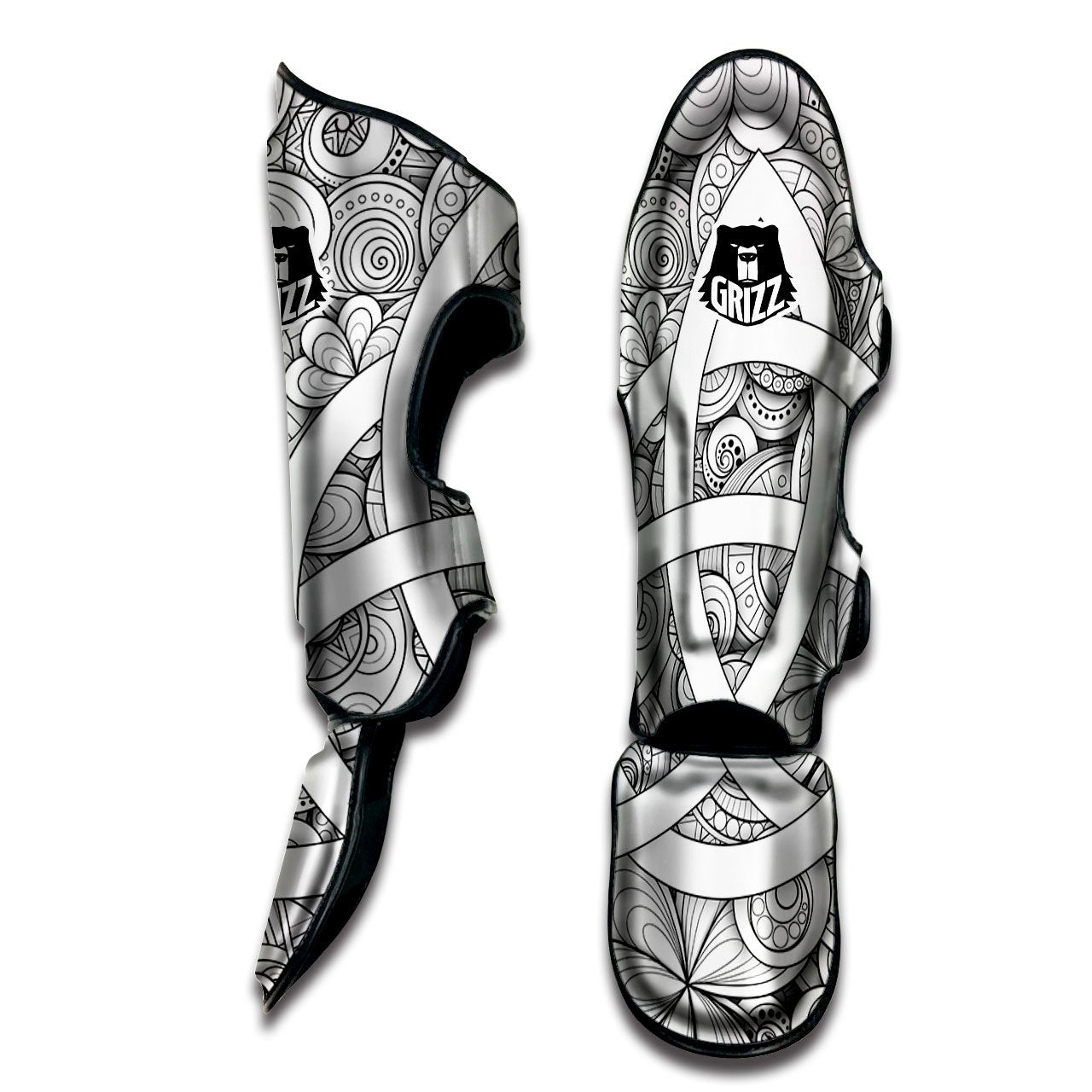 Celtic Trinity Knot White Symbol Print Muay Thai Shin Guards-grizzshop