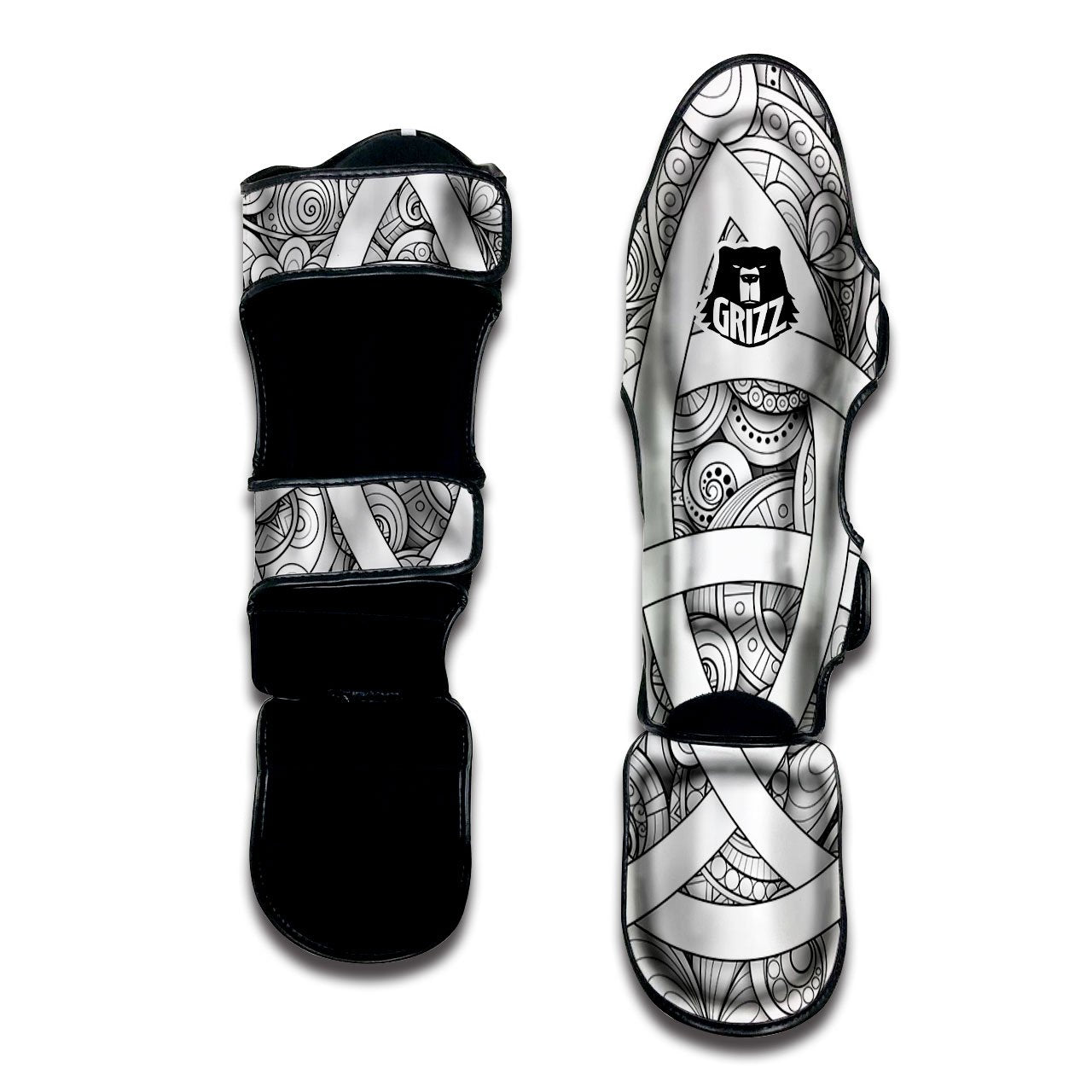 Celtic Trinity Knot White Symbol Print Muay Thai Shin Guards-grizzshop