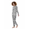 Celtic Trinity Knot White Symbol Print Women's Pajamas-grizzshop