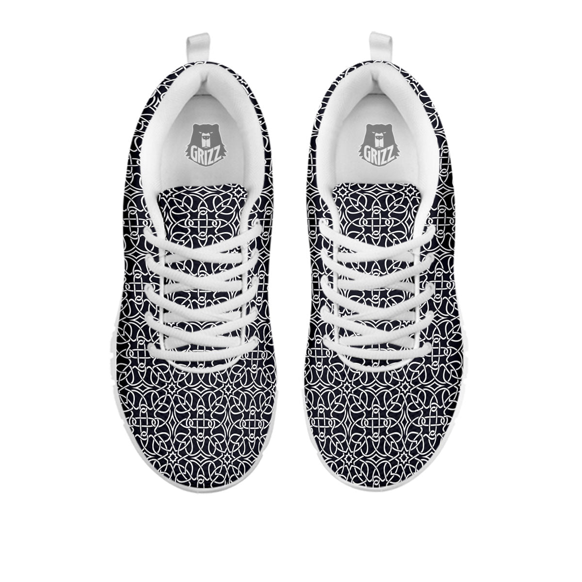 Celtic White And Black Print Pattern White Sneaker-grizzshop
