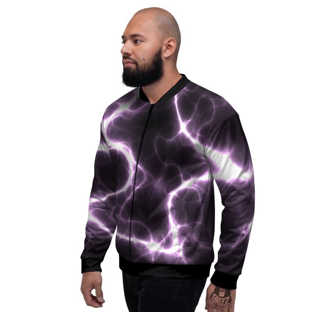 Chain Lightning Print Men's Bomber Jacket-grizzshop