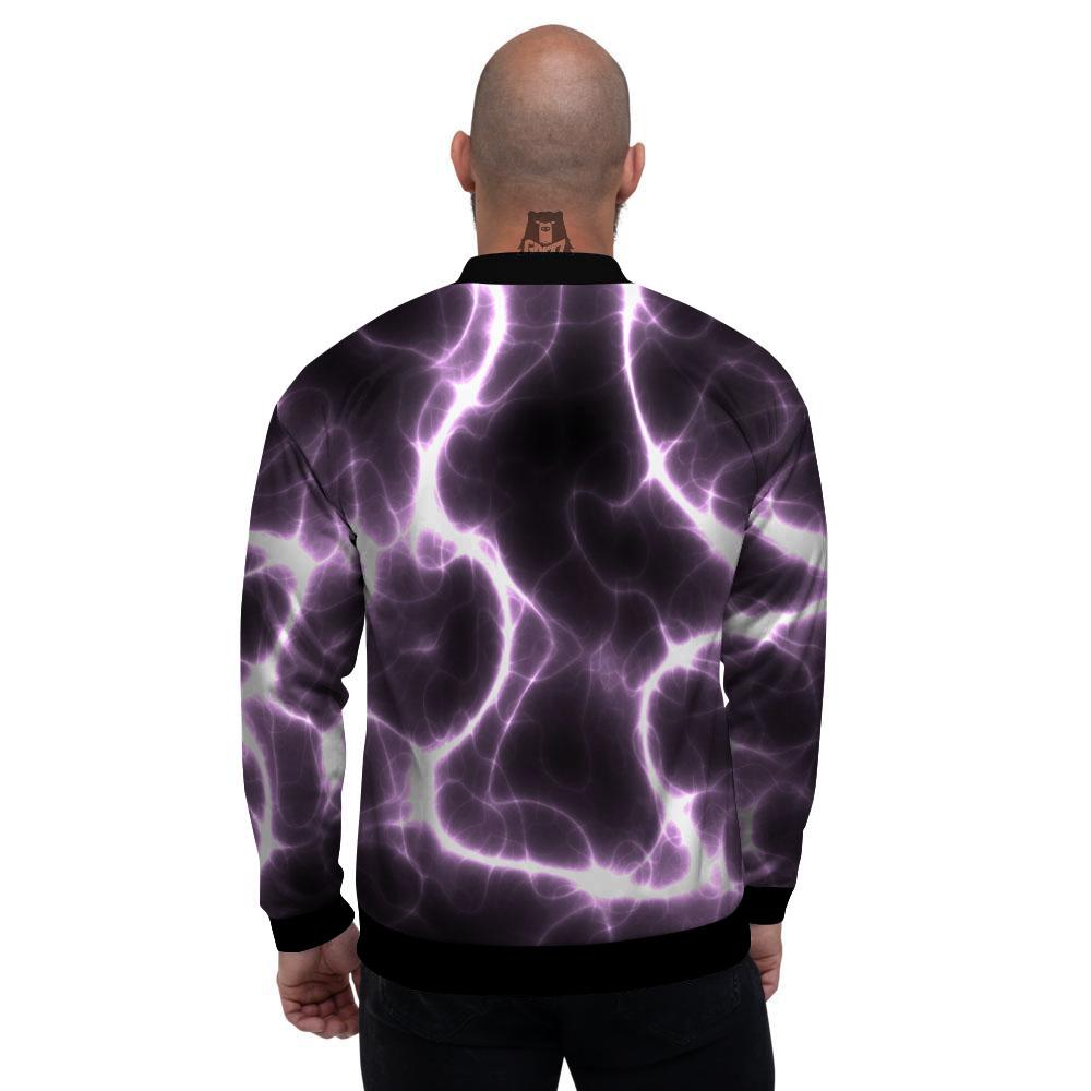 Chain Lightning Print Men's Bomber Jacket-grizzshop