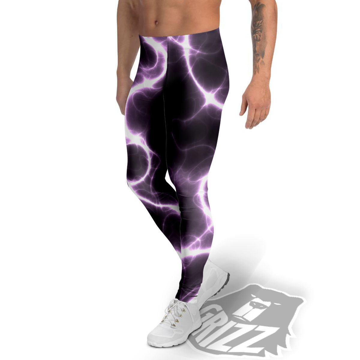 Chain Lightning Print Men's Leggings-grizzshop