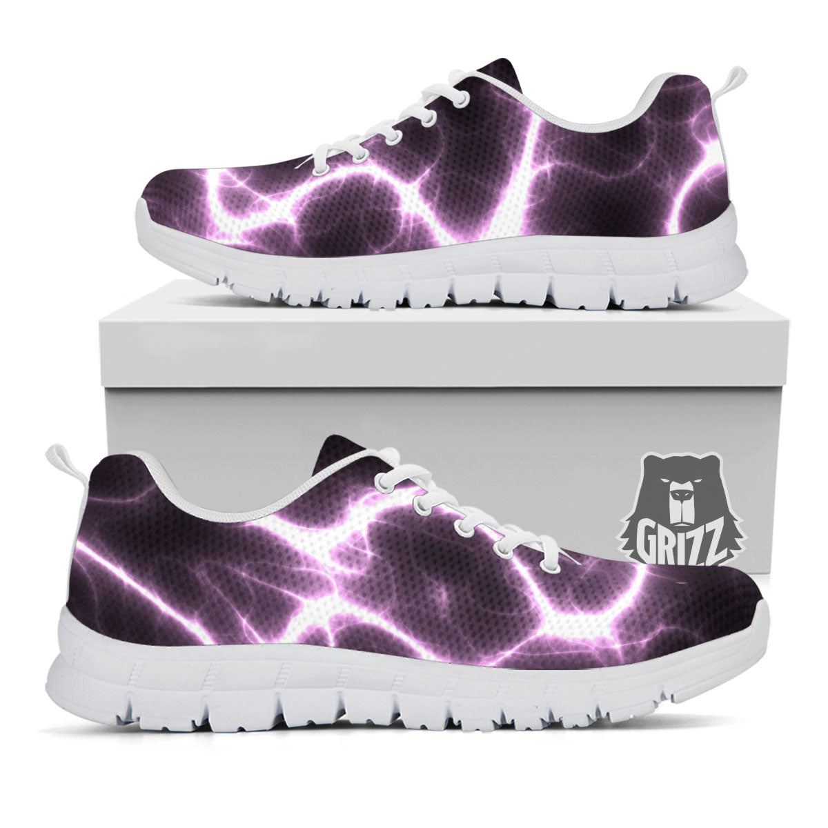 Chain Lightning Print White Sneaker-grizzshop