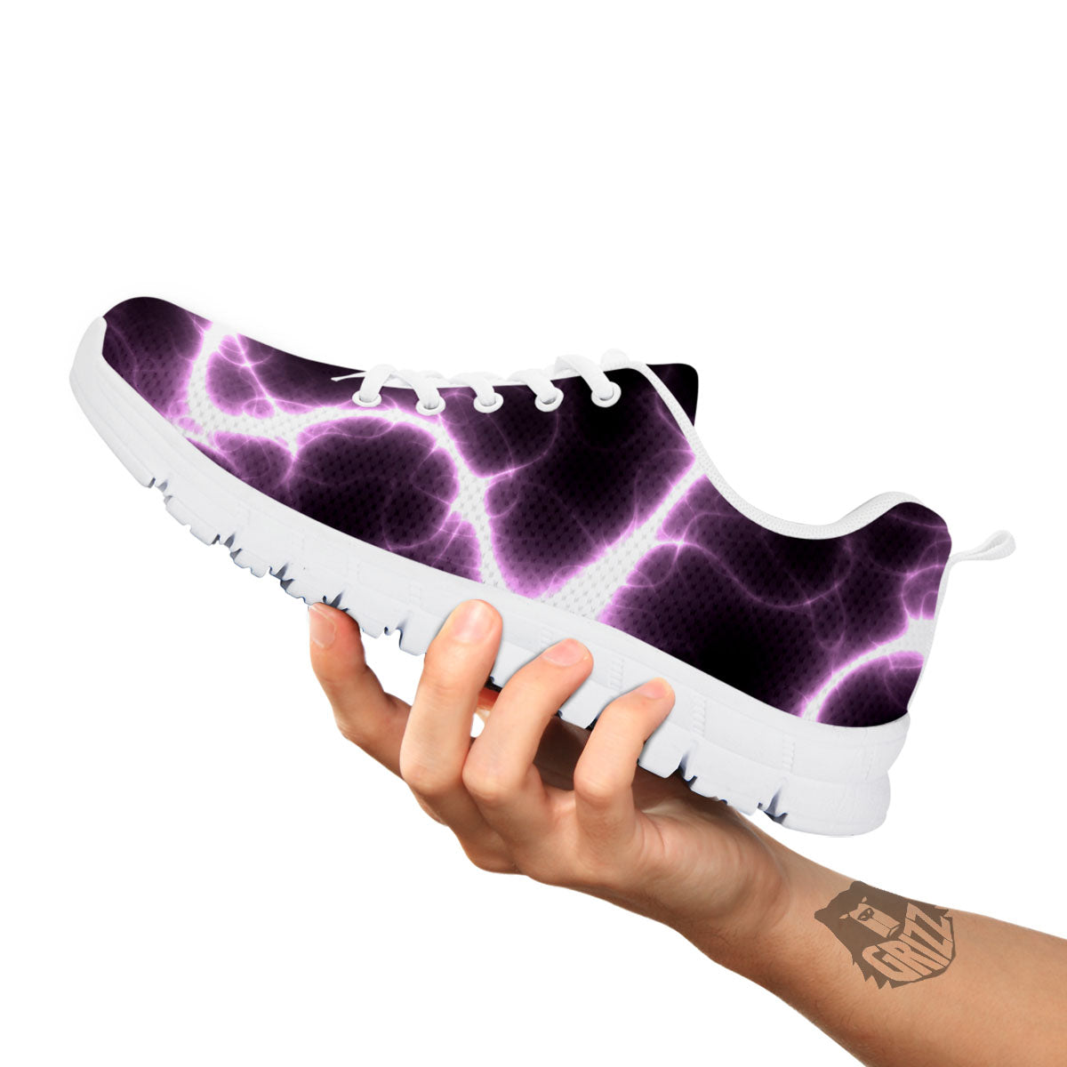 Chain Lightning Print White Sneaker-grizzshop