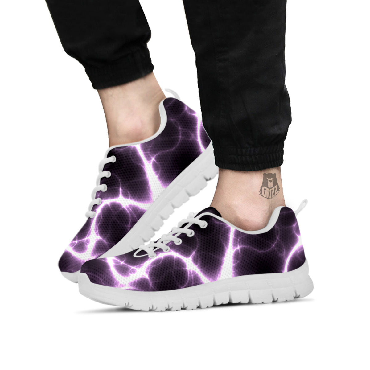 Chain Lightning Print White Sneaker-grizzshop