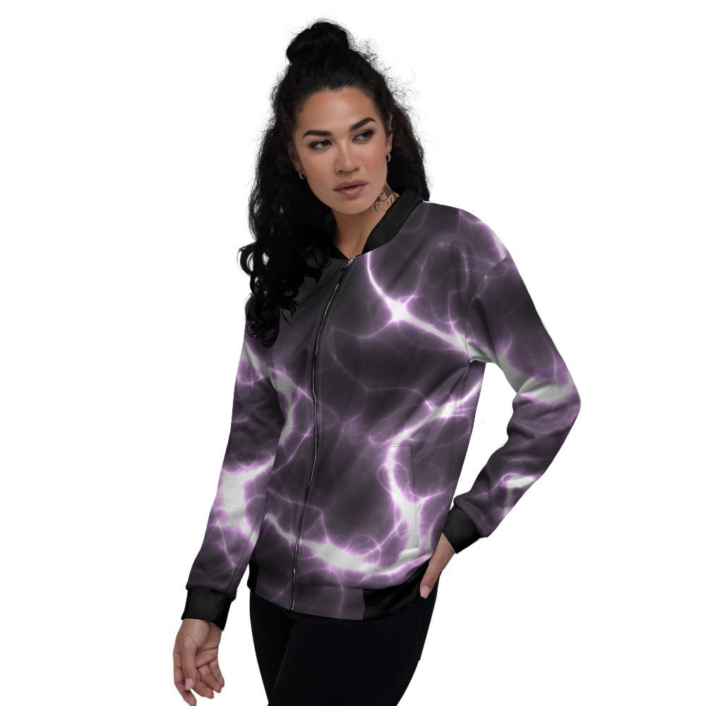 Chain Lightning Print Women's Bomber Jacket-grizzshop